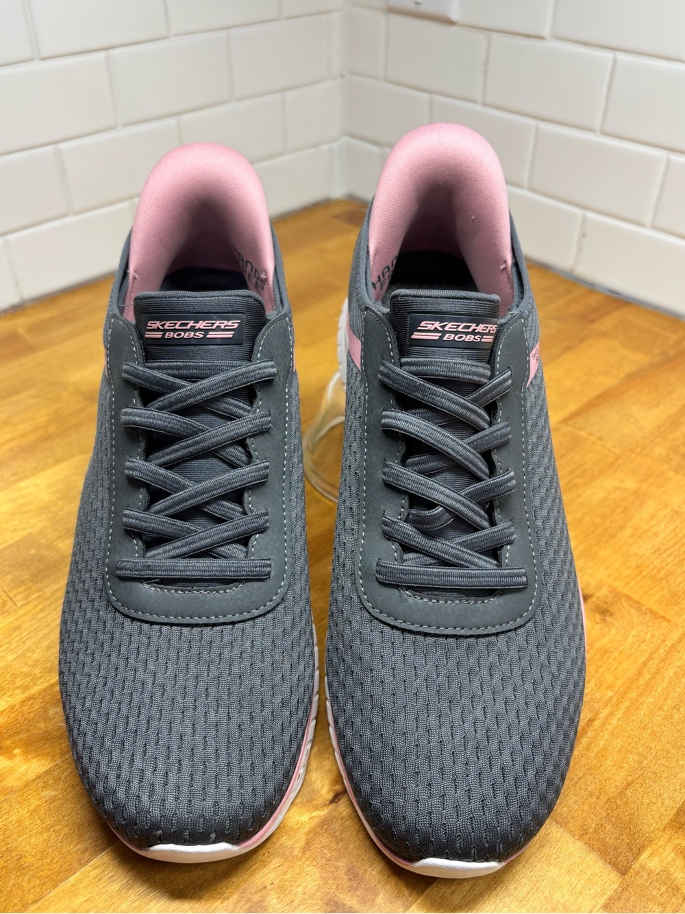 Skechers BOBS Sport Squad Chaos Slip-Ins Women 9 Gray Pink Memory Foam
